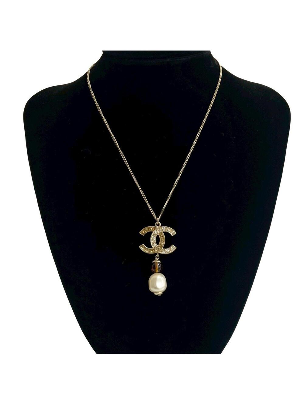 Chanel Cc Logo Pendant Necklace Metal #209691C10B